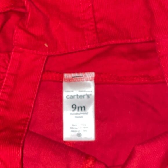 CARTER’S Red Corduroy Jumper with Appliquéd Santa Size 9M - Picture 4 of 4